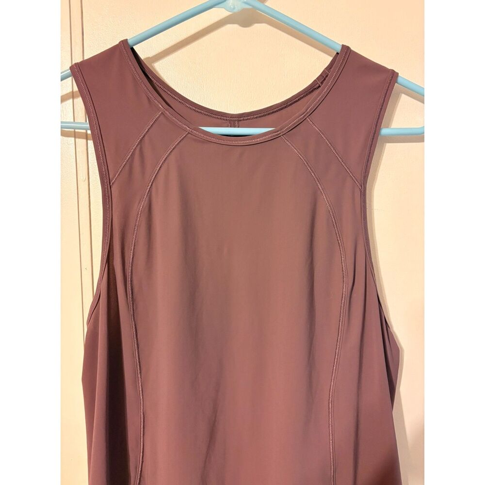 Sporty, athletic Lululemon plum purple workout tank with keyhole back